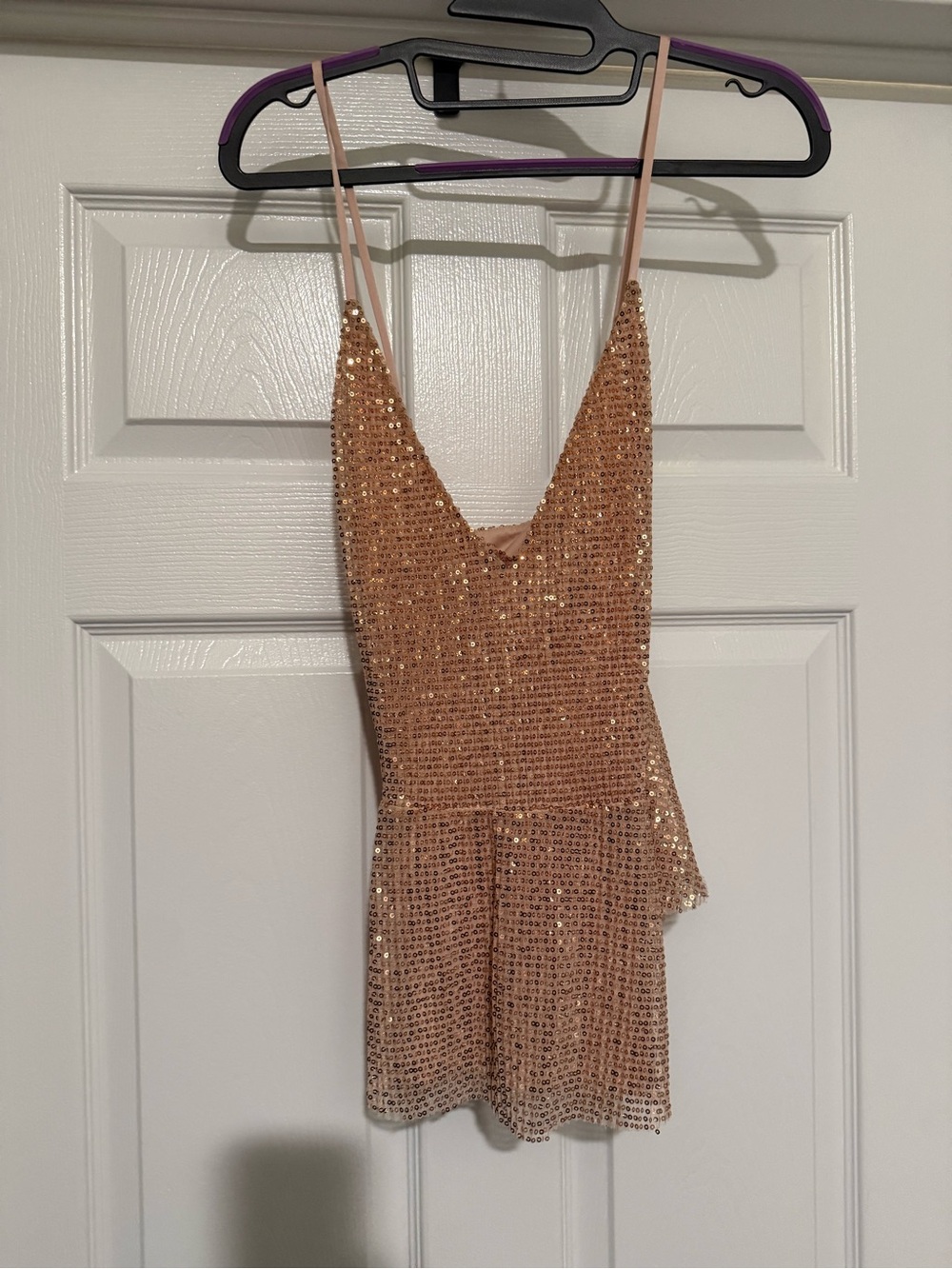 Express Gold Sequin V-Neck Peplum Camisole - Picture 2 of 3